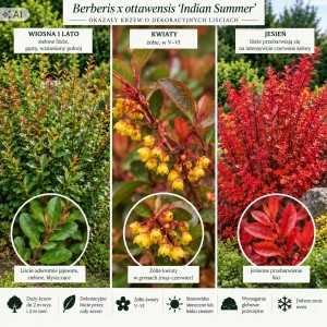 Berberis ottawensis Indian Summer charakterystyka odmiany, wymagania uprawowe, kwitnienie i jesienne przebarwienie