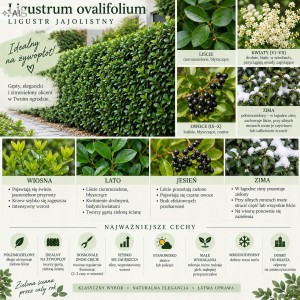 Ligustrum ovalifolium infografika ligustr jajolistny uprawa wymagania idealny na żywopłot